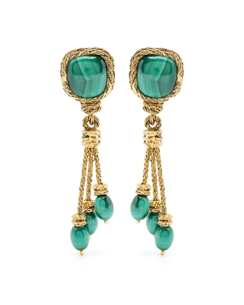 Aurélie Bidermann Miki malachite earrings - Gold Gold