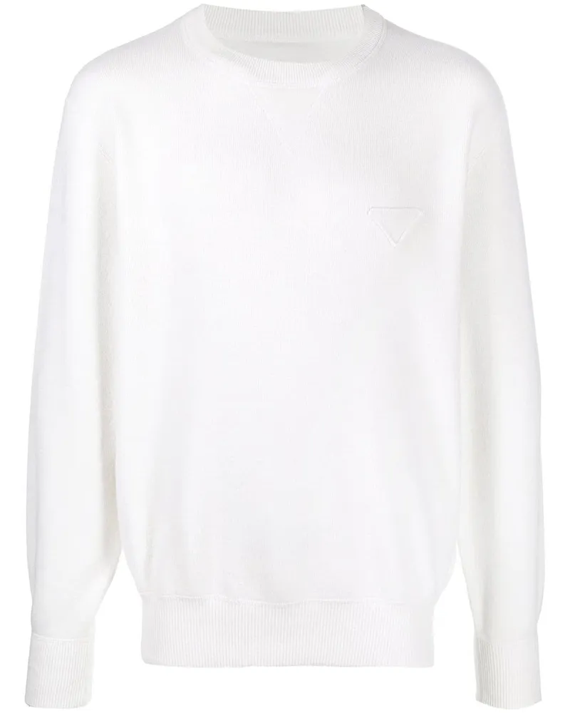 Prada Sweatshirt mit Logo-Applikation - Weiß Weiß