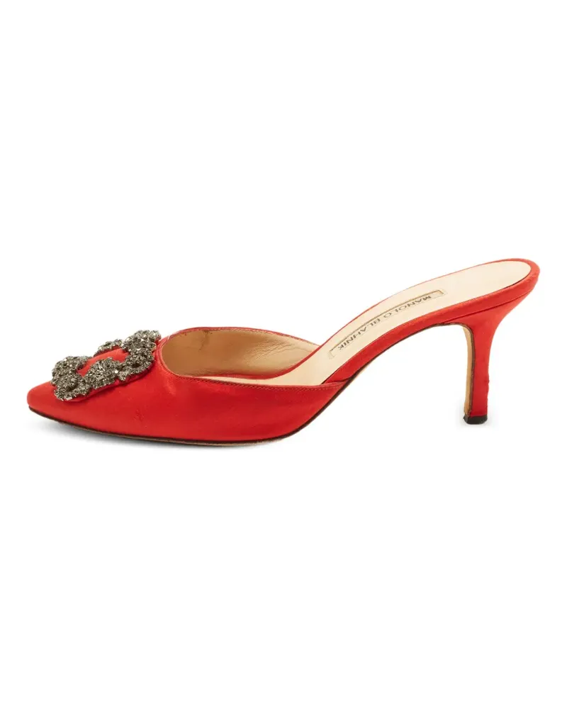 Manolo Blahnik Hangisimu Mules mit Kristallen - Rot Rot