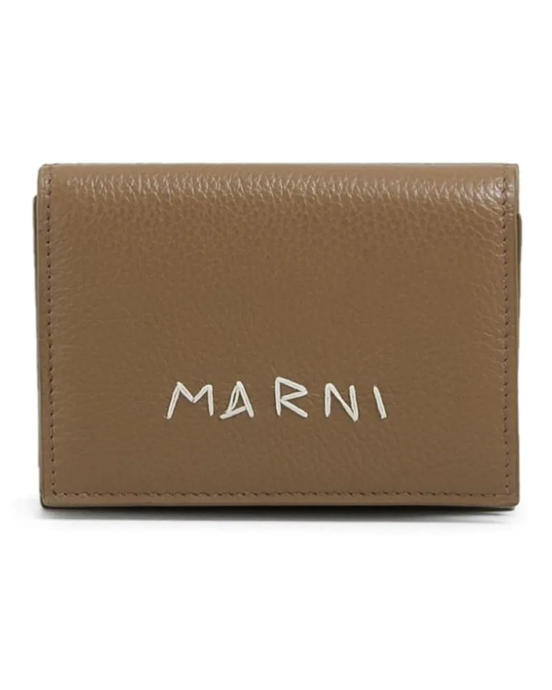 Marni Portemonnaie mit Logo - Braun Braun