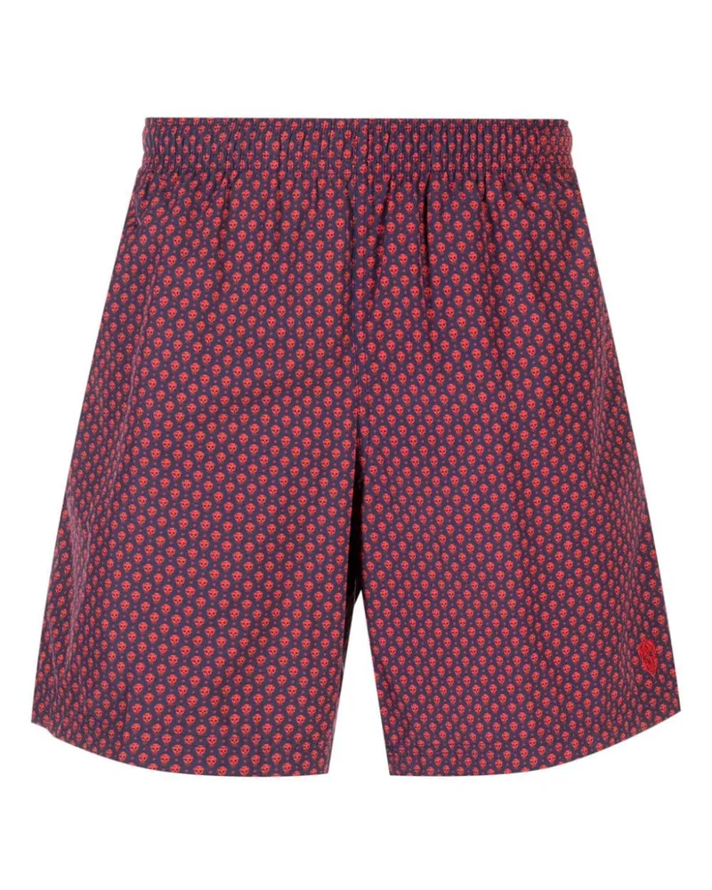 Alexander McQueen Badeshorts mit Totenkopf-Print - Blau Blau