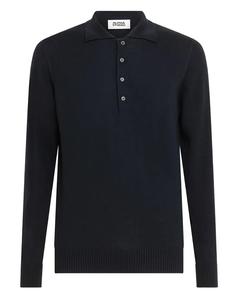 Alpha Studio Langärmeliges Poloshirt - Blau Blau