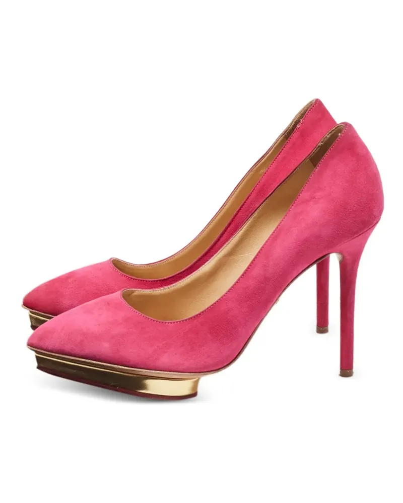 Charlotte Olympia platform suede pumps - Rosa Rosa