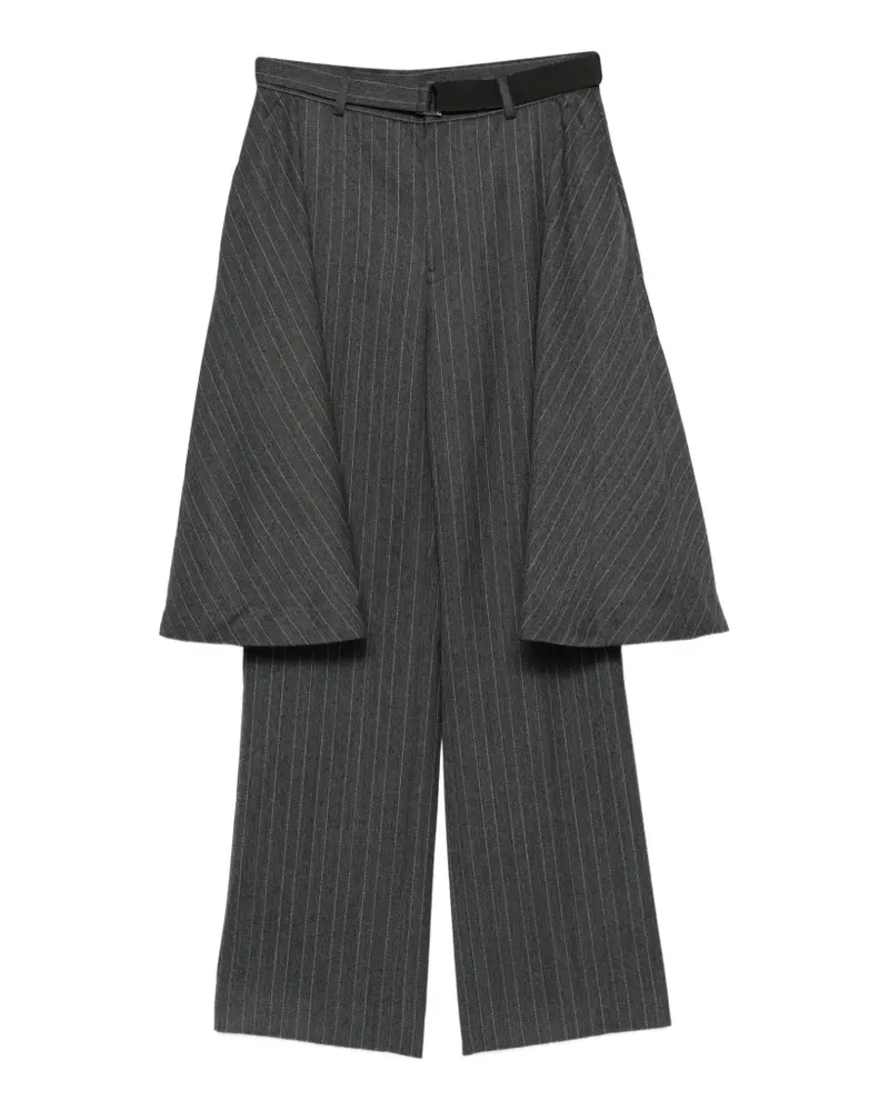 Sacai Hose mit Nadelstreifen und Schößchen - Grau Grau