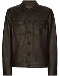 Dolce & Gabbana Perforierte Lederjacke Braun