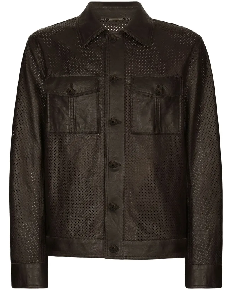 Dolce & Gabbana Perforierte Lederjacke - Braun Braun