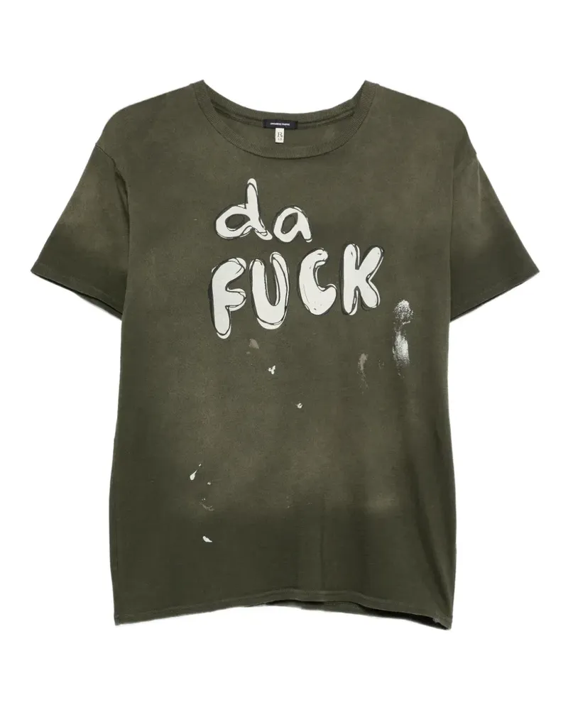 R13 T-Shirt mit Slogan im Distressed-Look - Grün Grün