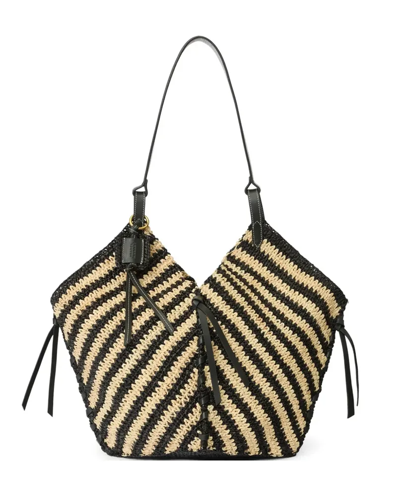 Isabel Marant Tampa leather-trimmed raffia shoulder bag. - Schwarz Schwarz