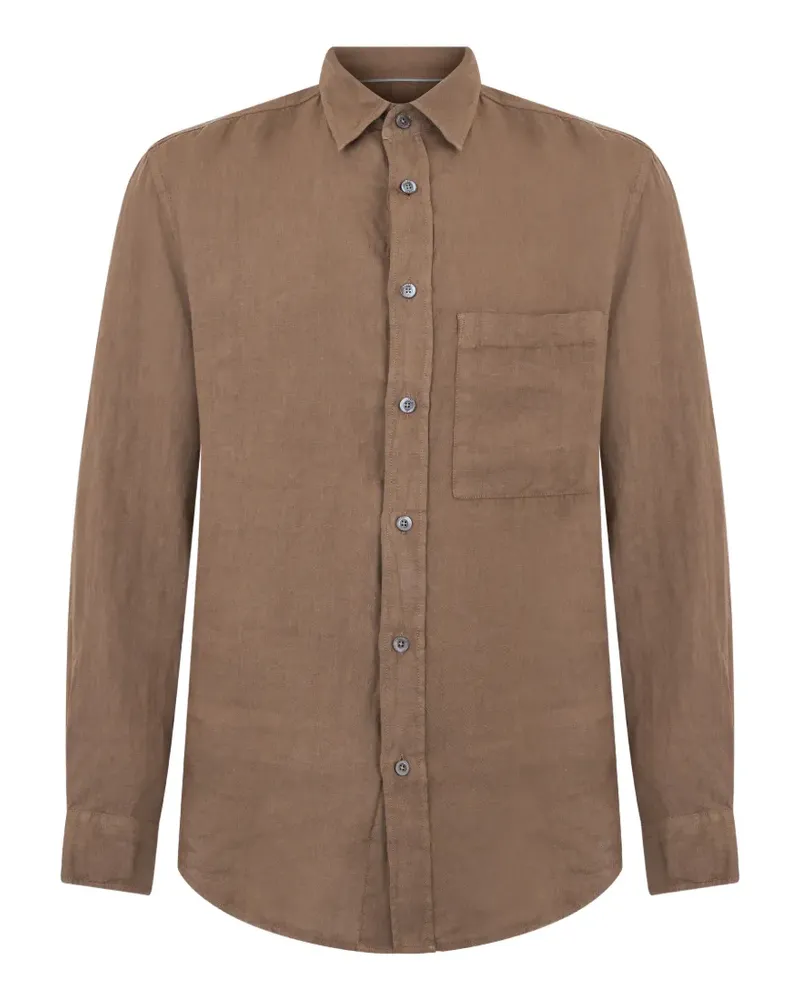 Canali Hemd mit aufgesetzter Tasche - Braun Braun