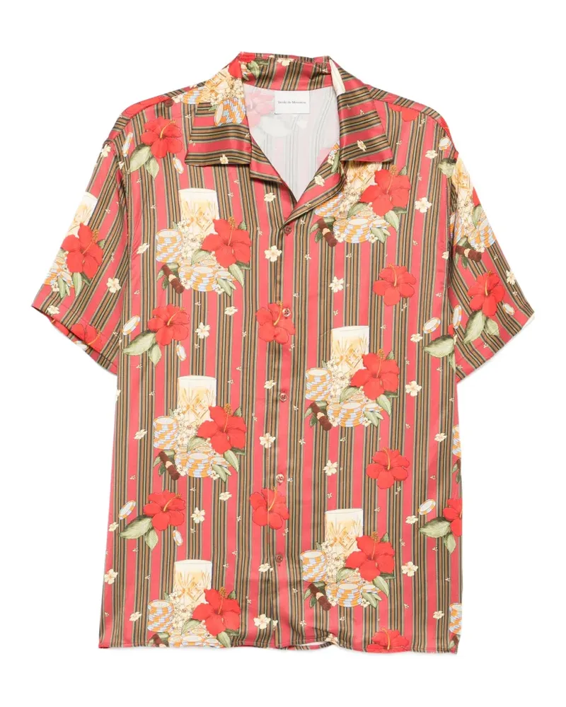 Drôle de Monsieur Hibiscus Club striped shirt - Rosa Rosa