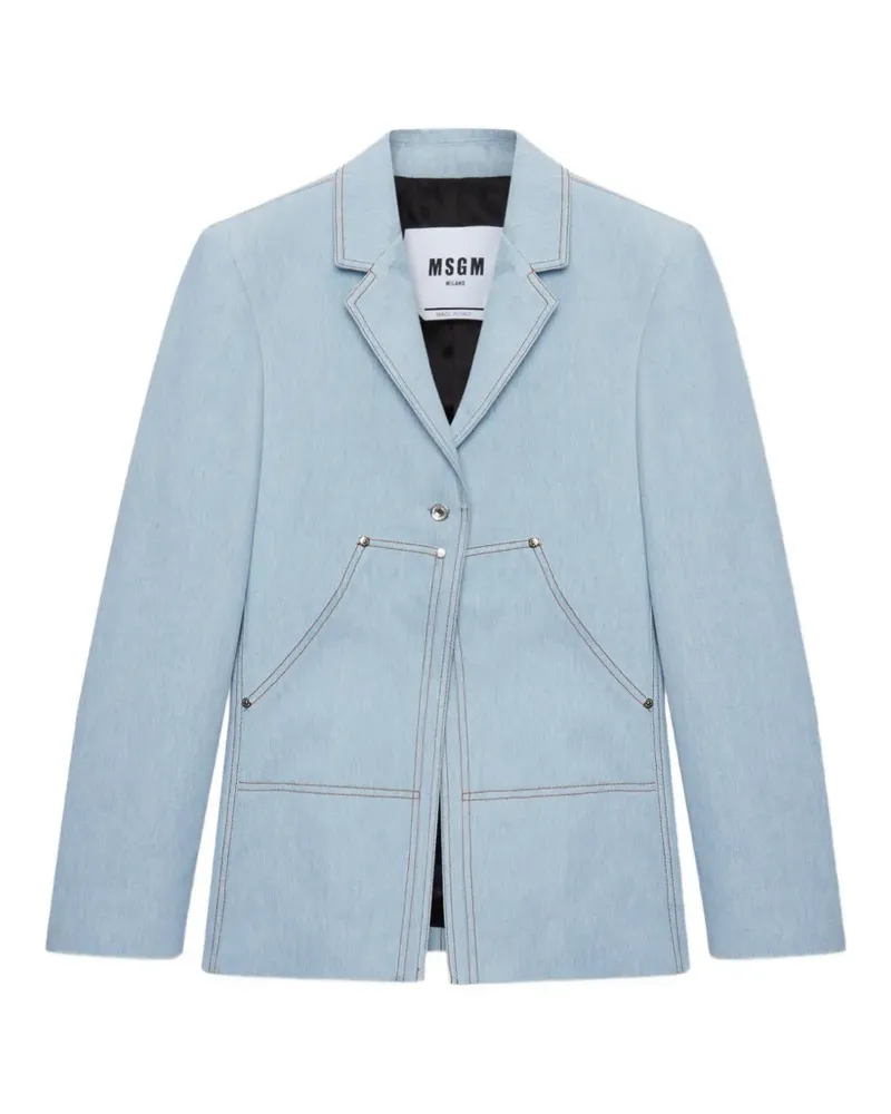 MSGM Jeansjacke mit aufgestickten Taschen - Blau Blau