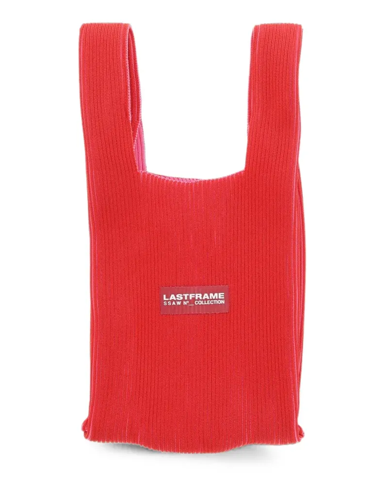 LASTFRAME ribbed-knit logo-patch tote bag - Rot Rot