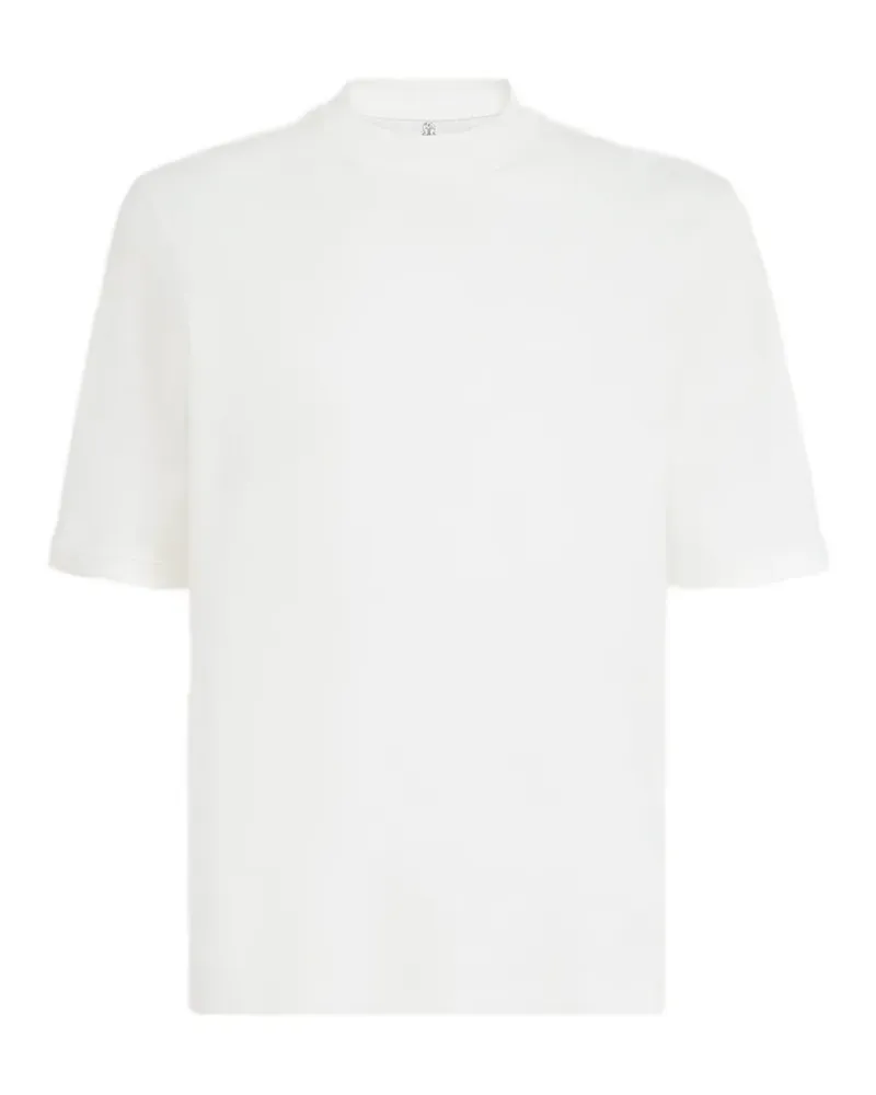 Brunello Cucinelli T-Shirt mit geripptem Besatz - Weiß Weiß
