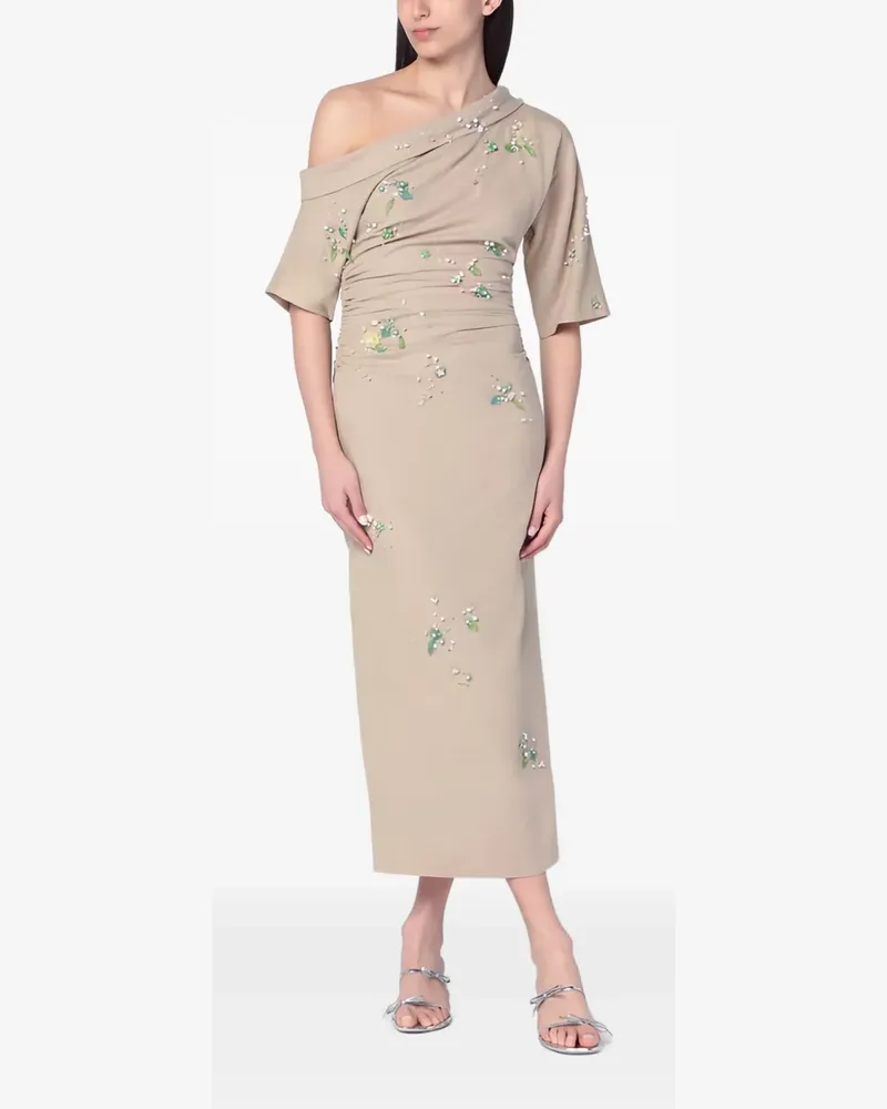 BERNADETTE Einschultriges Bowery Midikleid - Braun Braun
