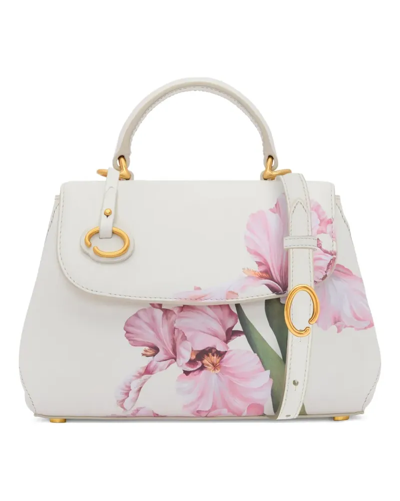 Oscar de la Renta Mini Poppy Umhängetasche mit Blumenprint - Weiß Weiß