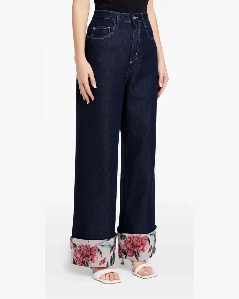 Marques ' Almeida Jeans mit Blumen-Bündchen - Blau Blau