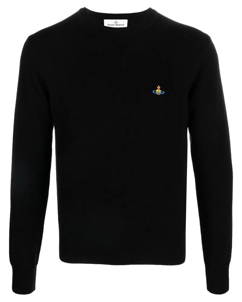 Vivienne Westwood Fein gestrickter Pullover mit Orb - Schwarz Schwarz