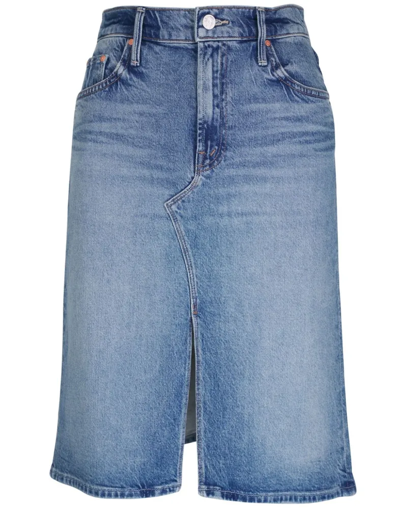 Mother Hoch sitzender Jeans-Midirock Blau