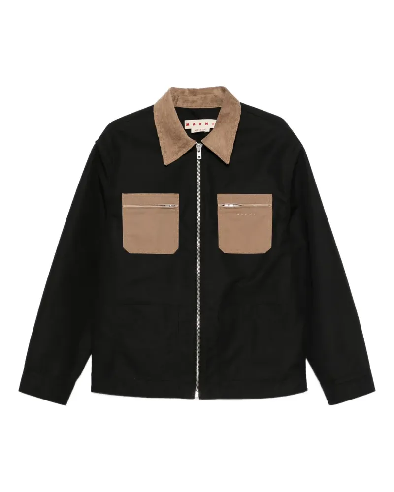Marni contrast-collar patch-pocket jacket - Schwarz Schwarz