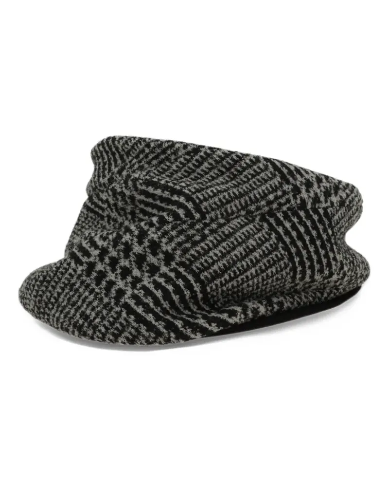 Junya Watanabe Flacher Fischerhut mit Hahnentrittmuster - Schwarz Schwarz
