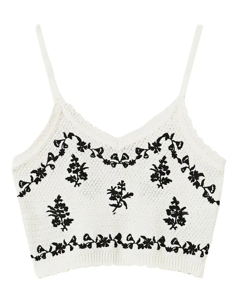 Twin-Set Cropped-Top mit Stickerei - Weiß Weiß
