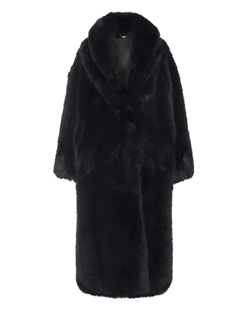 Elisabetta Franchi Mantel aus Faux Fur - Schwarz Schwarz
