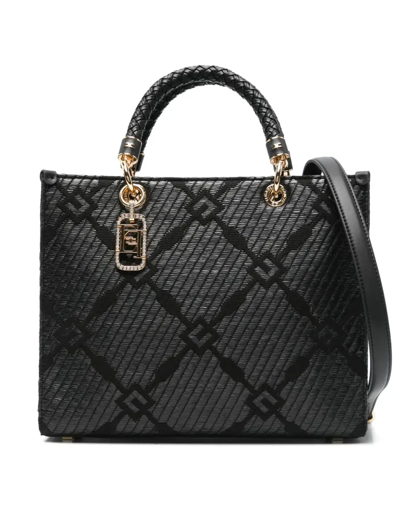 Elisabetta Franchi Handtasche mit Jacquardmuster - Schwarz Schwarz