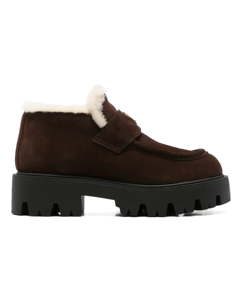 Prada Stride Stiefeletten mit Shearling-Besatz - Braun Braun