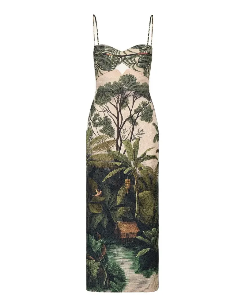 Johanna Ortiz Tropicana floral-jacquard midi dress - Grün Grün