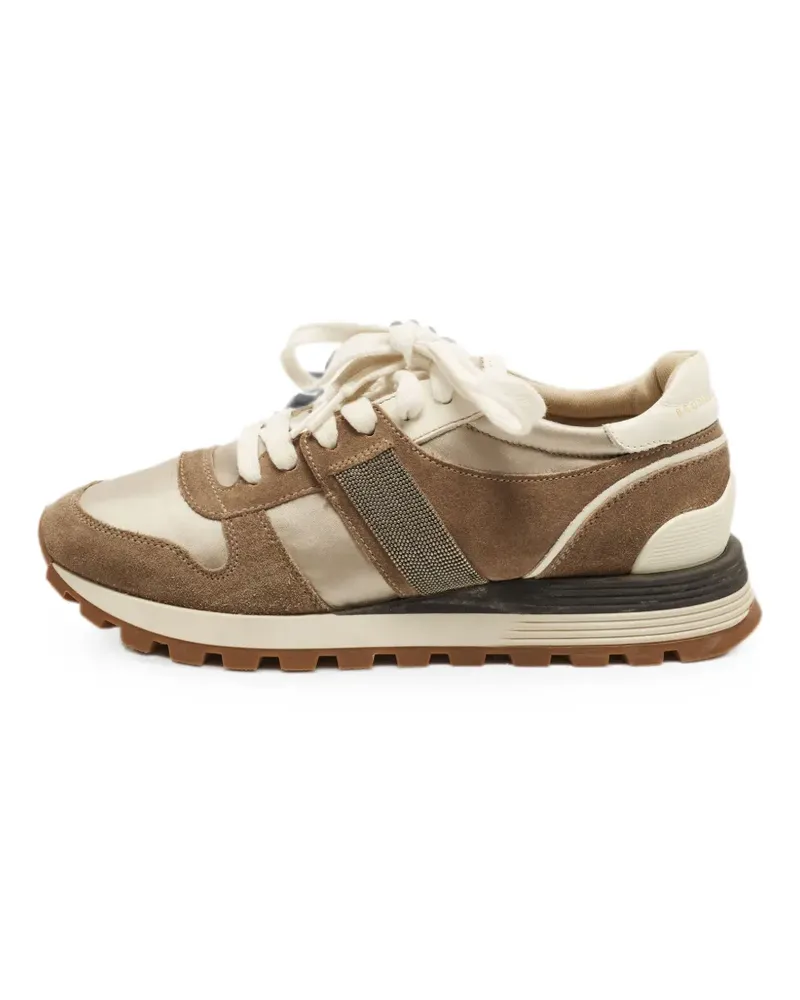 Brunello Cucinelli Gestreifte Monili Sneakers - Nude Nude