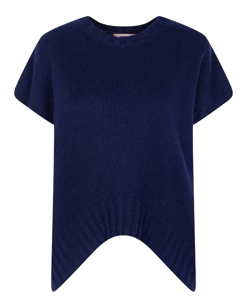 Twin-Set Gerippter Pullover mit abgerundetem Saum - Blau Blau