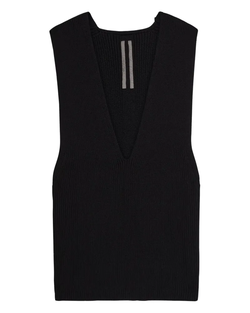 Rick Owens Gerippter Pullunder mit V-Ausschnitt - Schwarz Schwarz