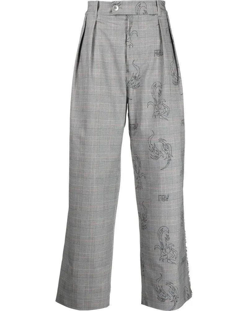 Feng Chen Wang Karierte Straight-Leg-Hose - Grau Grau