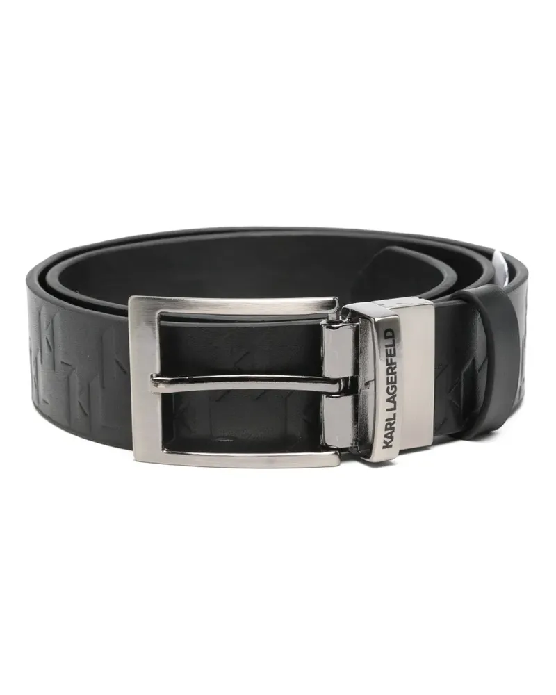Karl Lagerfeld embossed calf leather buckle belt rev - Schwarz Schwarz