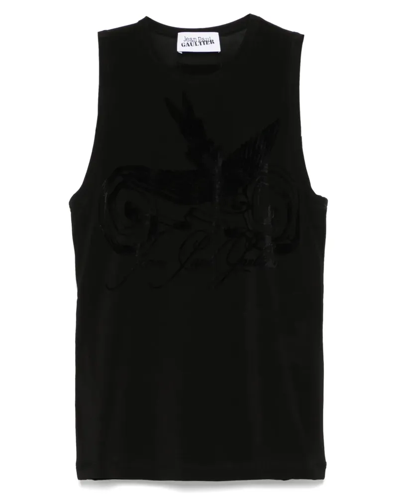 Jean Paul Gaultier Oberteil mit geflocktem Logo - Schwarz Schwarz