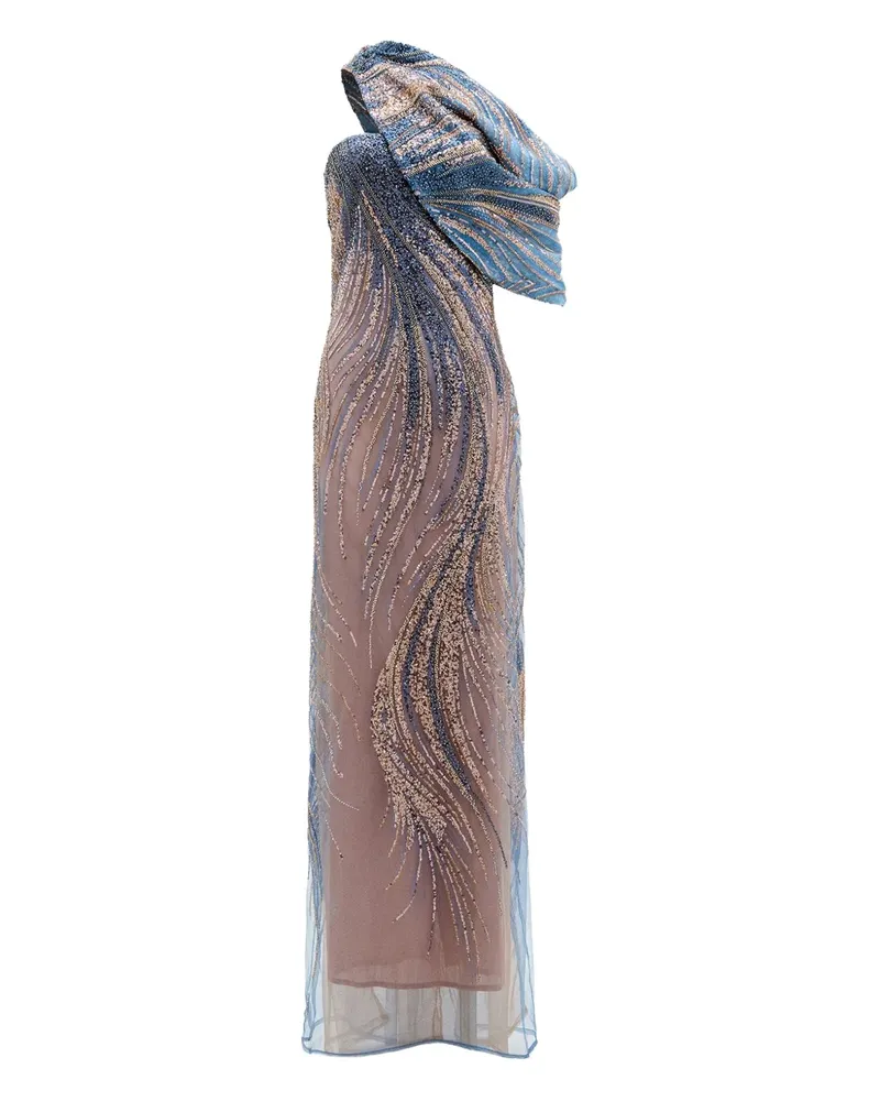 Silvia Tcherassi Rayo De Luna sequin draped gown - Blau Blau