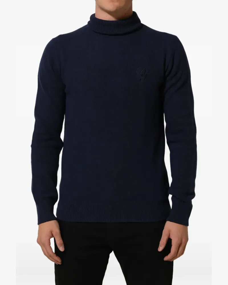 Dolce & Gabbana embroidered-logo turtleneck sweater - Blau Blau