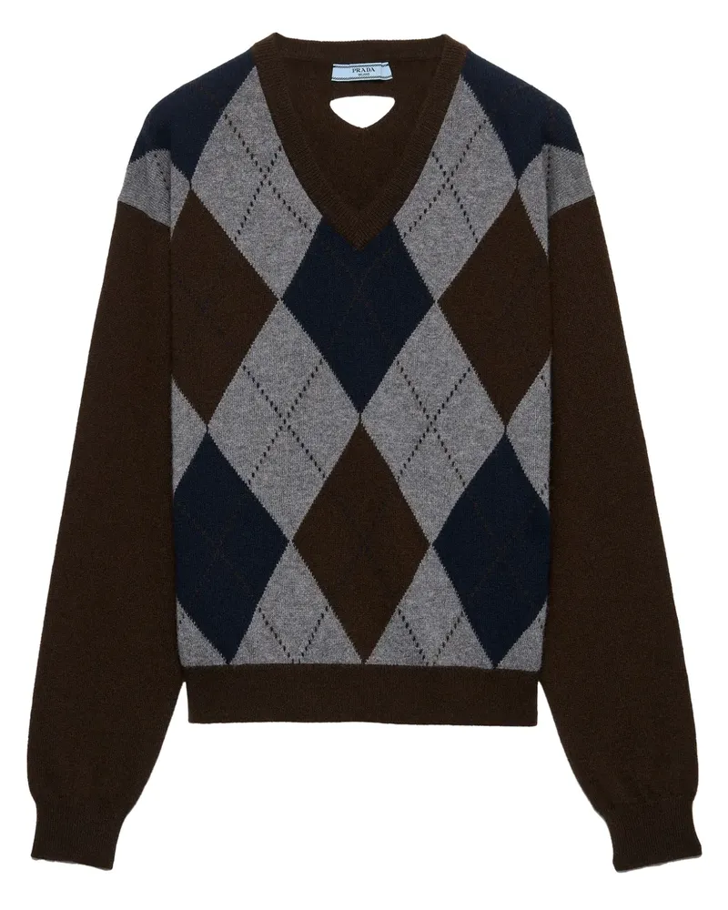 Prada Kaschmirpullover mit V-Ausschnitt - Braun Braun