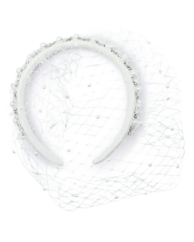 Self-Portrait embellished veiled headband - Weiß Weiß