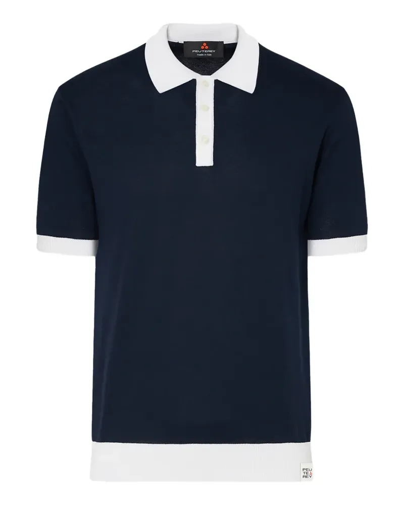 Peuterey contrast-collar polo shirt - Blau Blau