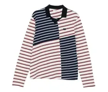 T-Shirt mit gestreiftem Einsatz - Weiß