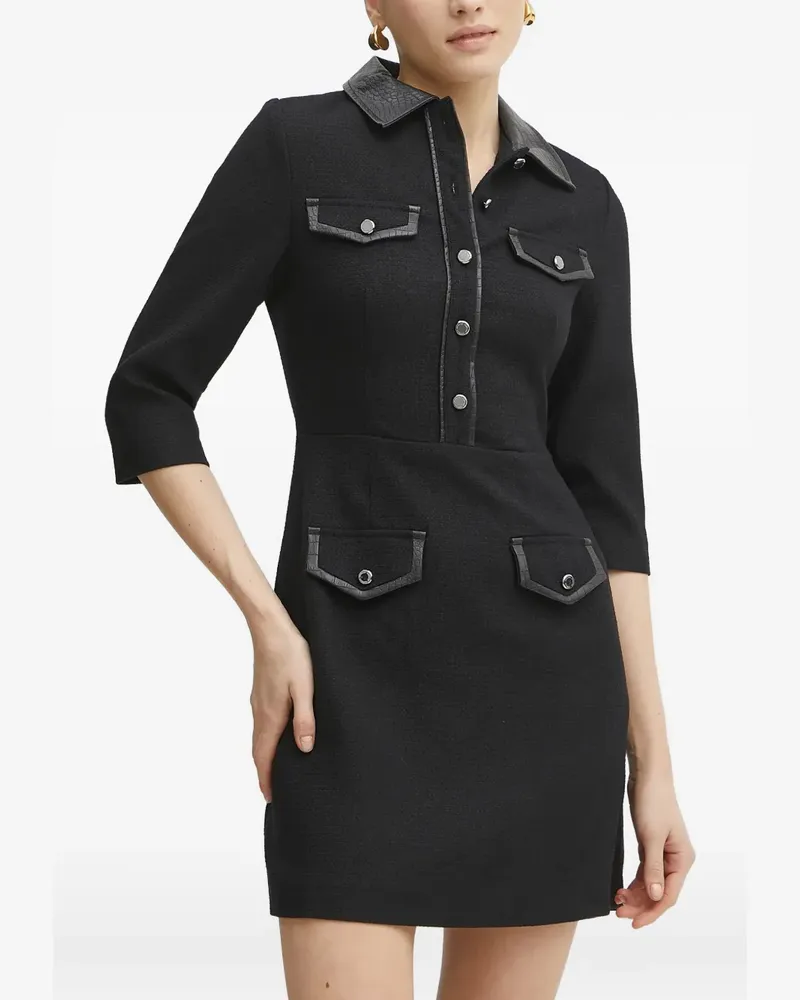 Morgan half-button mini dress - Schwarz Schwarz