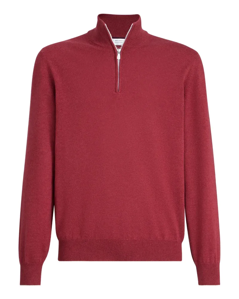 Brunello Cucinelli Kaschmirpullover mit Reißverschluss - Rot Rot