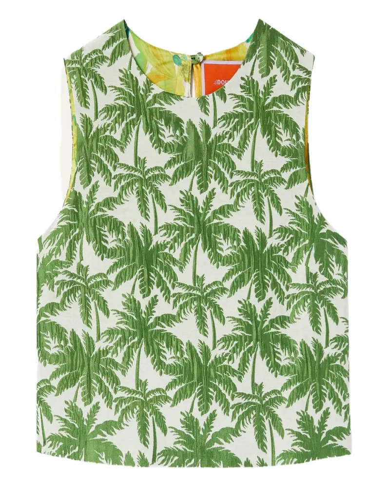 La DoubleJ Aria Cropped-Top mit Palmen-Print - Weiß Weiß