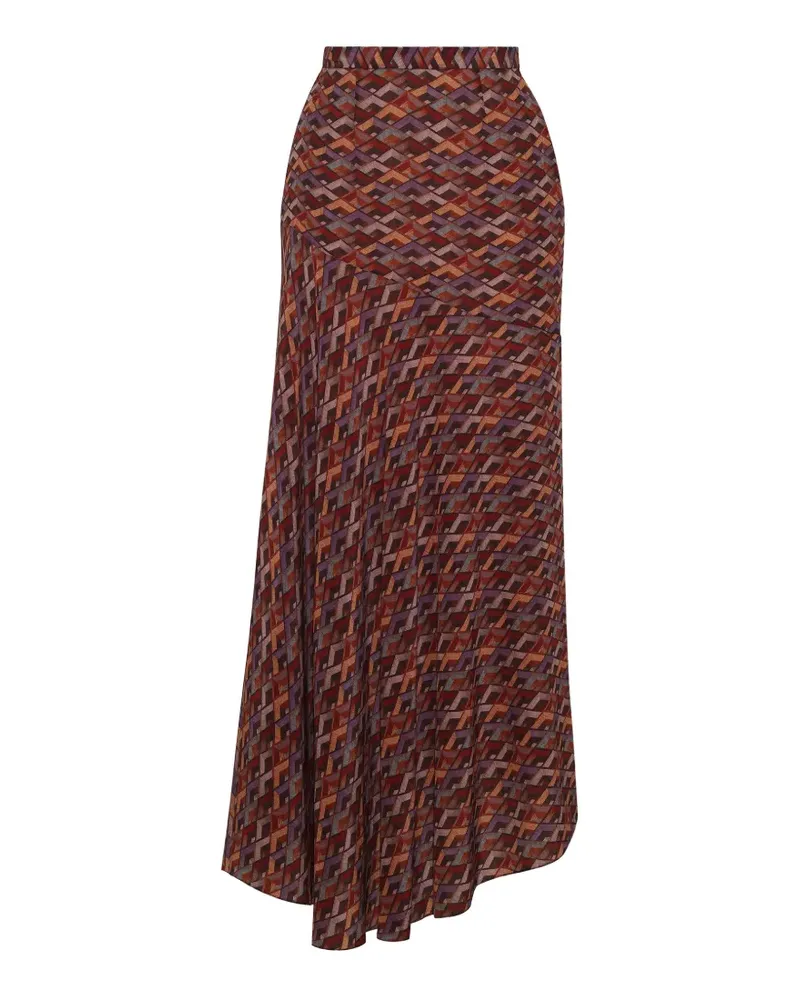 Adam Lippes Tess geometric-print midi skirt - Braun Braun