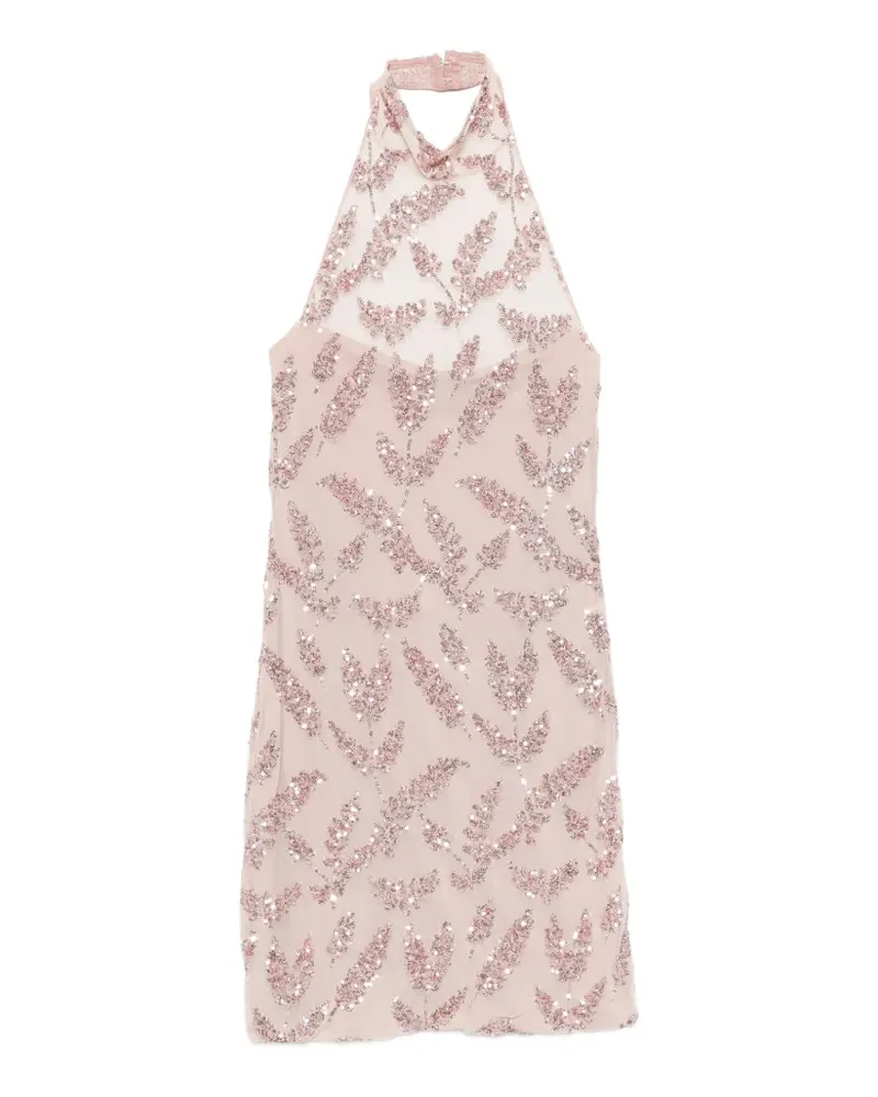 Aniye By sequin-embellished halter-neck mini dress - Nude Nude
