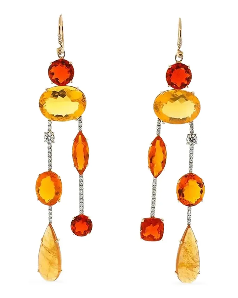Irene Neuwirth 14kt Rotgold-Hängeohrringe mit Diamant Gold