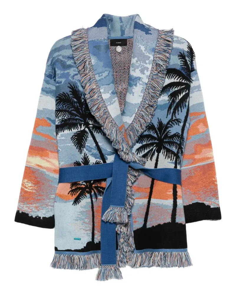 Alanui Cardigan mit Palmen-Print - Blau Blau
