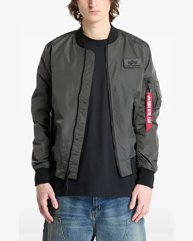 Alpha Industries Bomberjacke mit Reißverschluss - Grau Grau