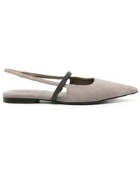 Brunello Cucinelli Slingback-Ballerinas aus Wildleder Grau